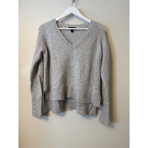J Crew Merino Wool V Neck Sweater Women's XS Relaxed Fit High /Low Hem